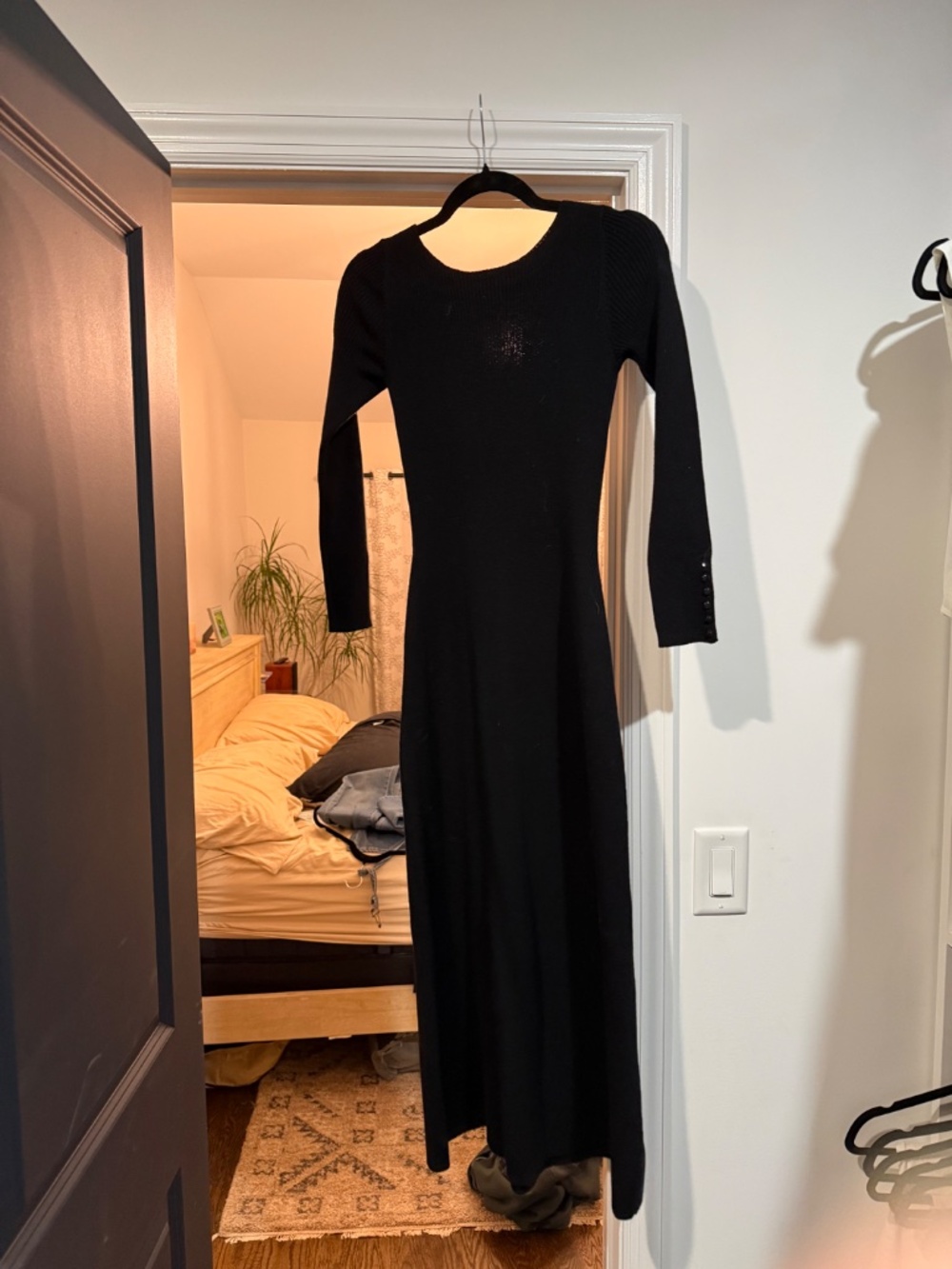 Sezane NWT Vivienne black deep v dress size small - Picture 3 of 4
